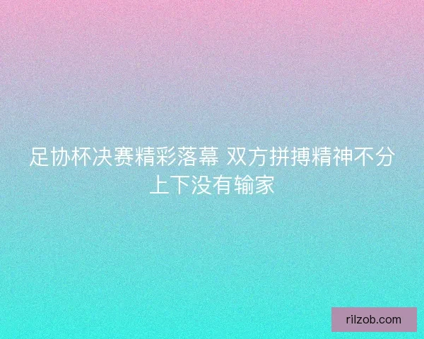 足协杯决赛精彩落幕 双方拼搏精神不分上下没有输家